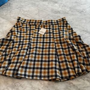 NWT Free People Sz 10 pleated plaid mini skirt SO CUTE :)